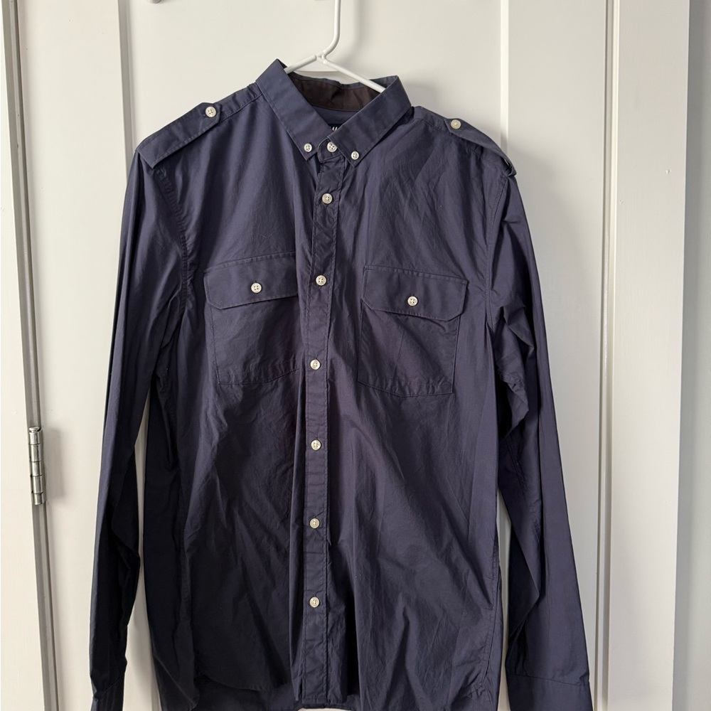 Navy Button-Up Shirt